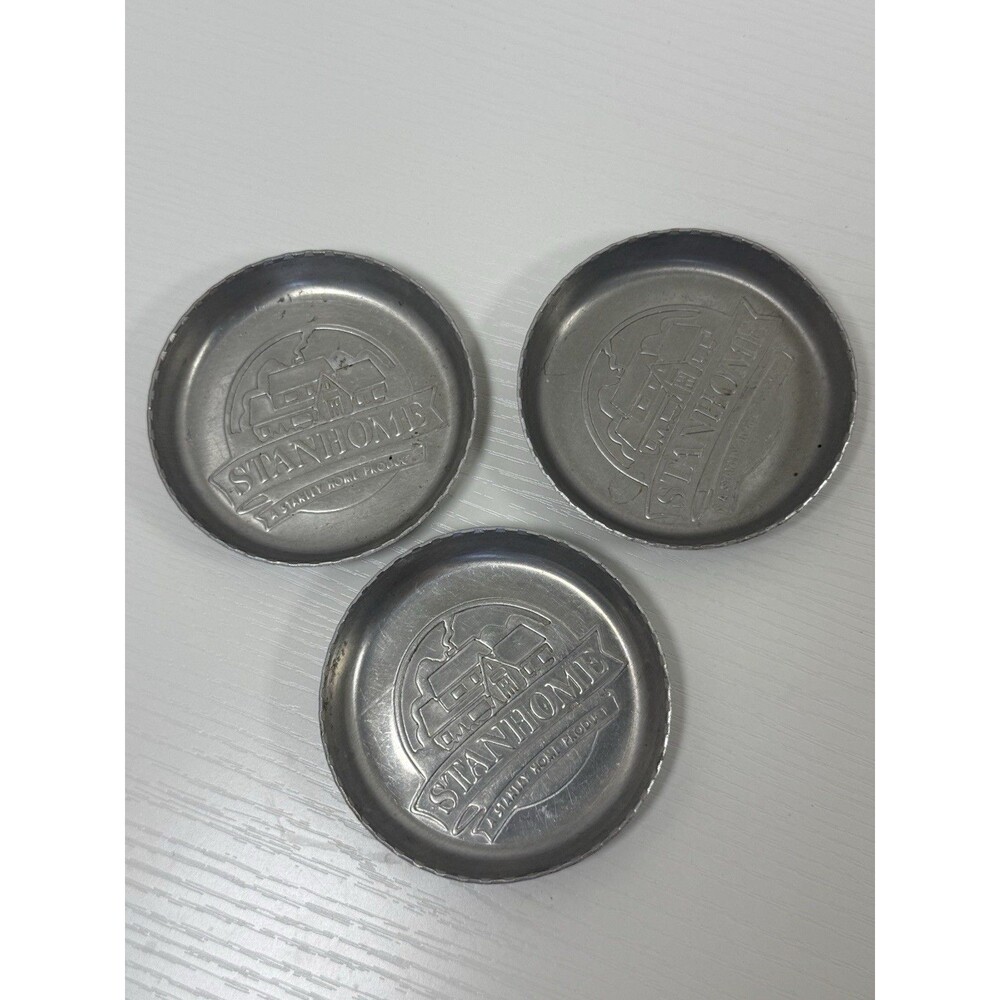 Stanley Home Products Stanhome Aluminum Advertising Coasters Set of 3 Vintage